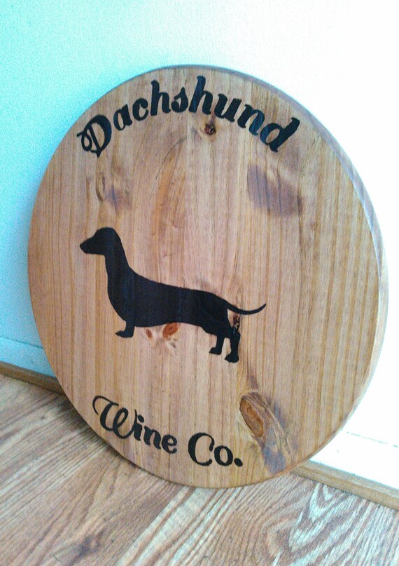 Dog Wine Barrel Lid Decor Dachshund Wall Art Gift For Etsy