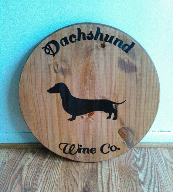 Dog Wine Barrel Lid Decor Dachshund Wall Art Gift For Etsy