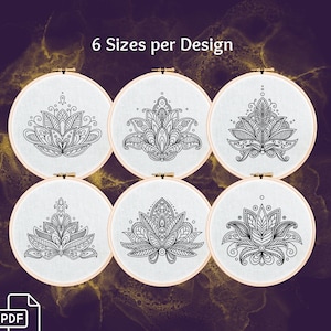 Mandala Hand Embroidery Patterns - DIY embroidery - 6 Designs - 6 Sizes - Beginner to Advanced hoop art gift punch needle