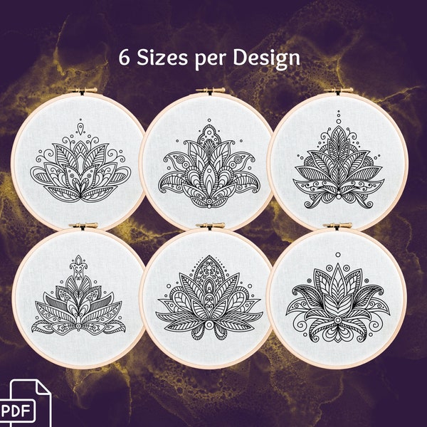 Mandala Hand Embroidery Patterns - DIY embroidery - 6 Designs - 6 Sizes - Beginner to Advanced hoop art gift punch needle