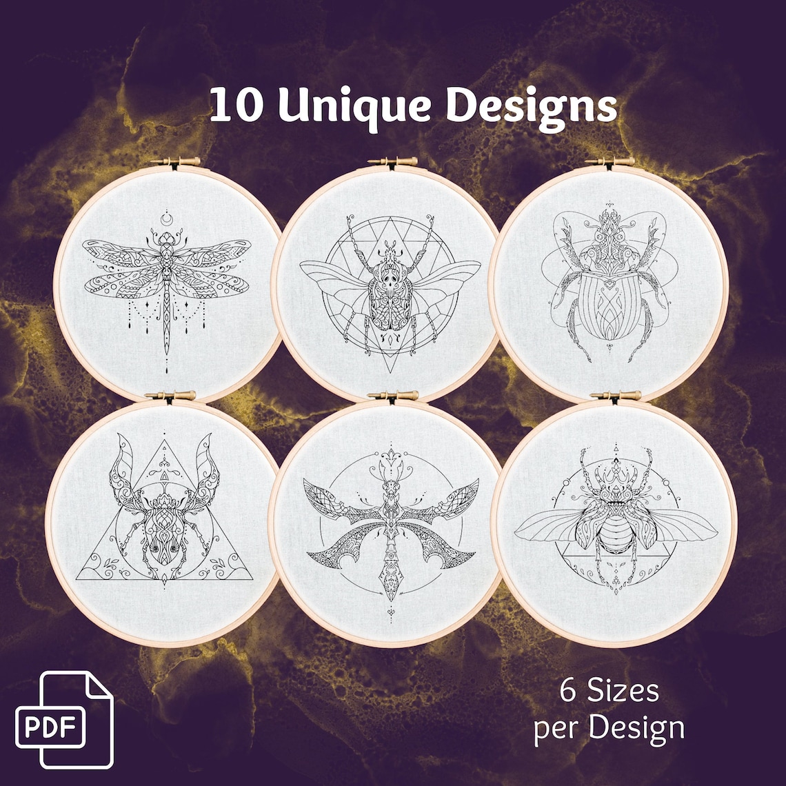 Insect Hand Embroidery Patterns 10 Designs in 6 Sizes DIY - Etsy