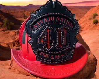 Firefighter Helmet Shield - Custom Made Fire Helmet Front - Leather and Personalized For You