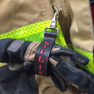 Personalized Firefighter Glove Strap - Leather Fire Glove Strap - Fire Glove Holder