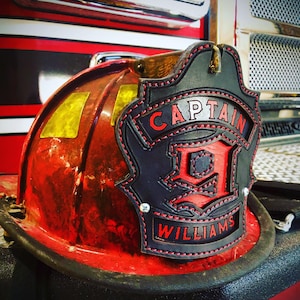 Leather Helmet Shields - Custom Fire Department Helmet Shields