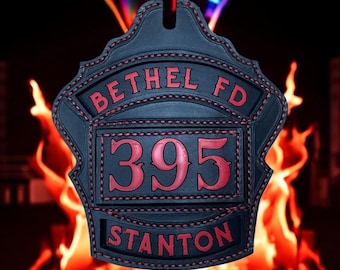 Custom Leather Fire Helmet Shield: Personalized Firefighter Gift