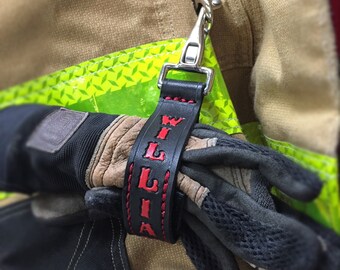 Personalized Leather Firefighter Glove Strap: Fireman Valentine's Gift