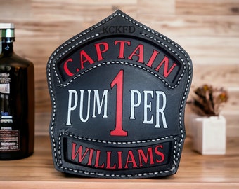 Personalized Leather Firefighter Helmet Shield: Custom Front