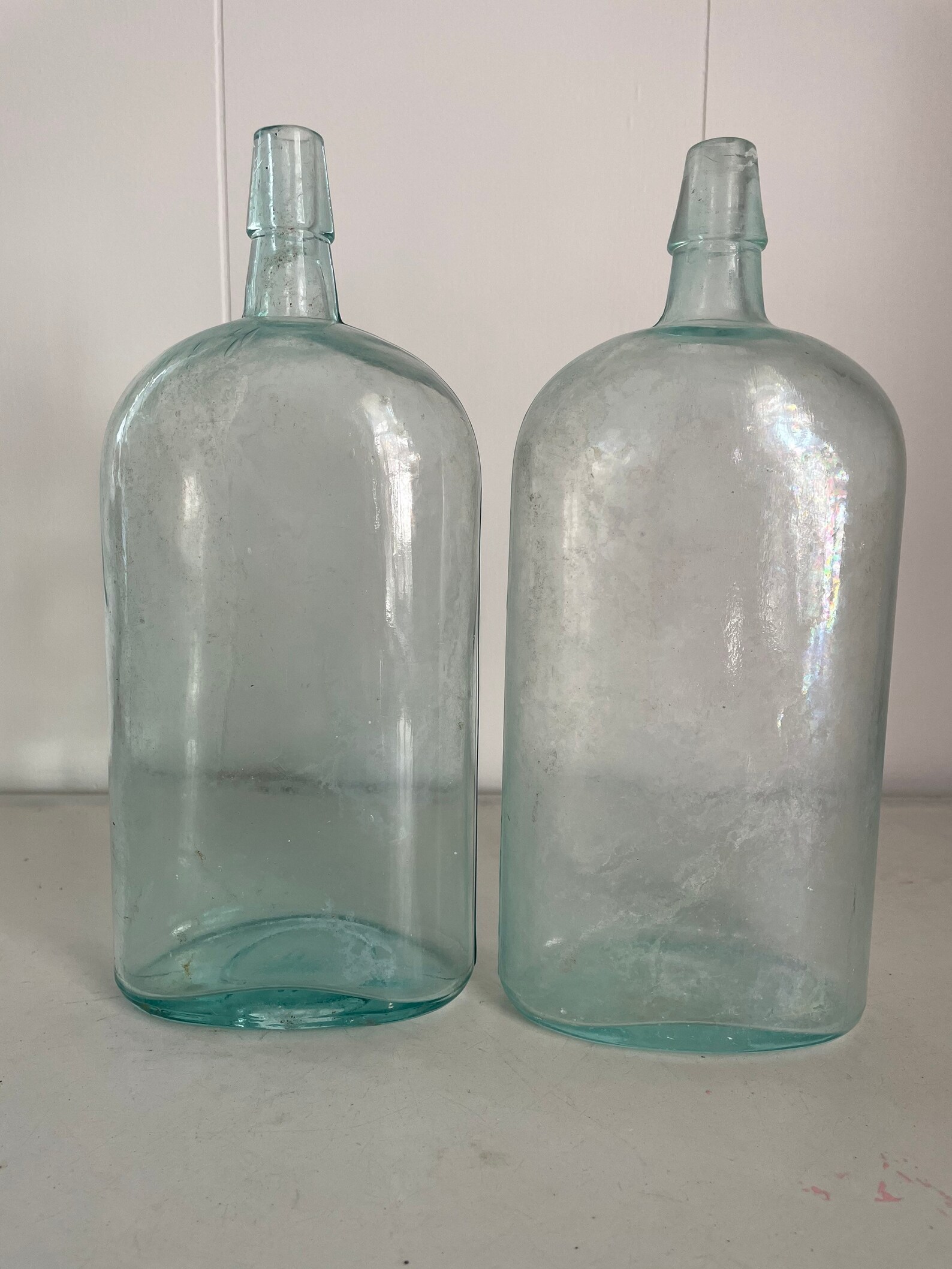 5 Vintage Aqua Blue Oval Bottles. Large Old Bottles with Etsy
