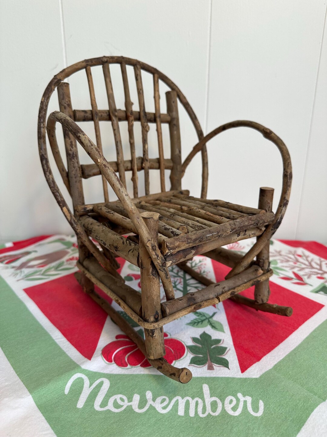 Small Rustic Chair Vintage Handmade Adirondack / Appalachian Style Doll Rocking Chair ...