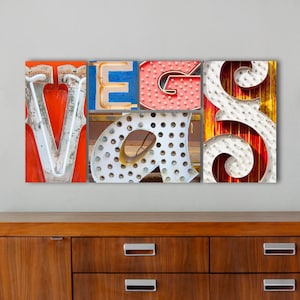 Signo de VEGAS, Neon carta arte, Vegas neón carta fotos 20 x 40