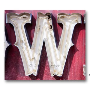 Letter Art, Letter W Alphabet Art, Vintage Vegas Neon Sign Letter Fine Art Prints