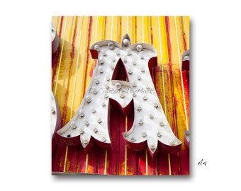 Neon Letter A, Marquee Letter Art, Vintage Vegas Neon Sign Letters - STYLE A4