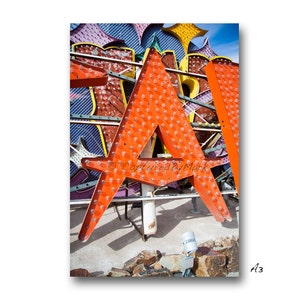 Letter Art, Letter A Alphabet Art, Vintage Vegas Neon Sign Letters, Fine Art Prints - STYlE A3