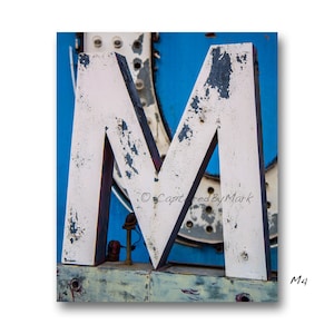 Letter Art, Letter M Alphabet Art, Vintage Vegas Neon Sign Letter Fine Art Prints