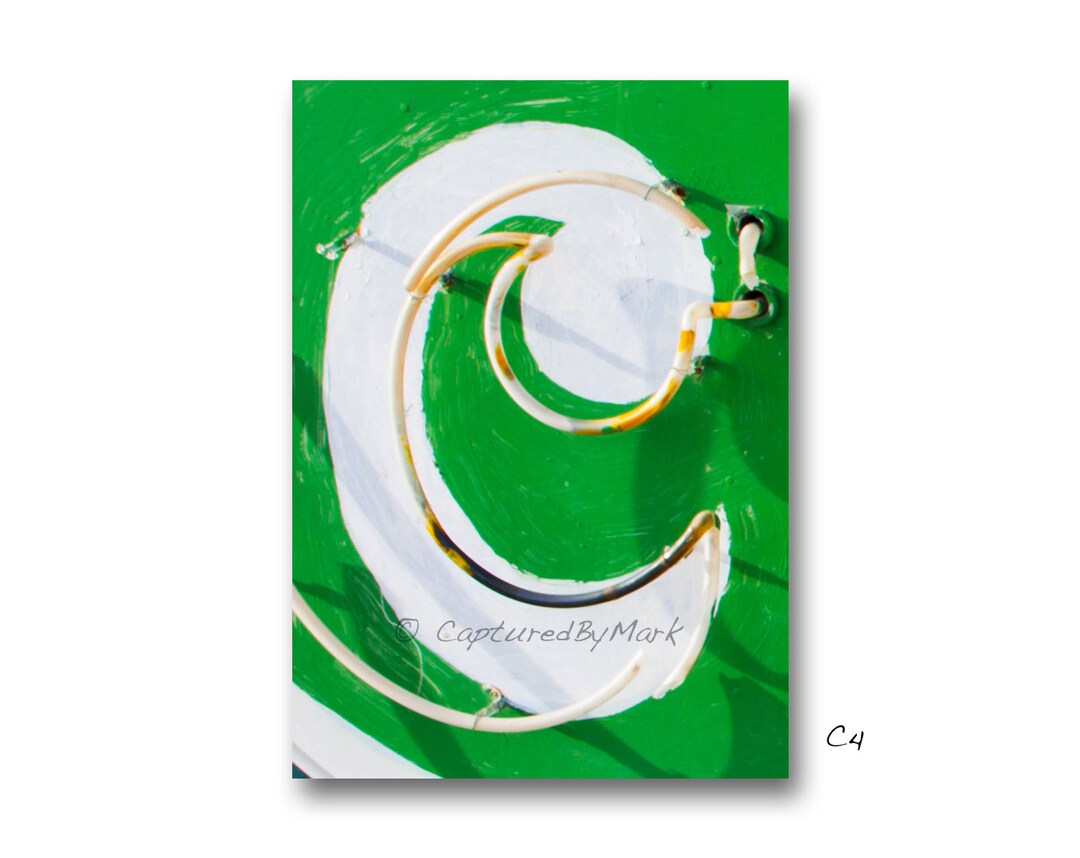 Letter Art, Letter C Alphabet Art, Vintage Vegas Neon Sign Letter Fine