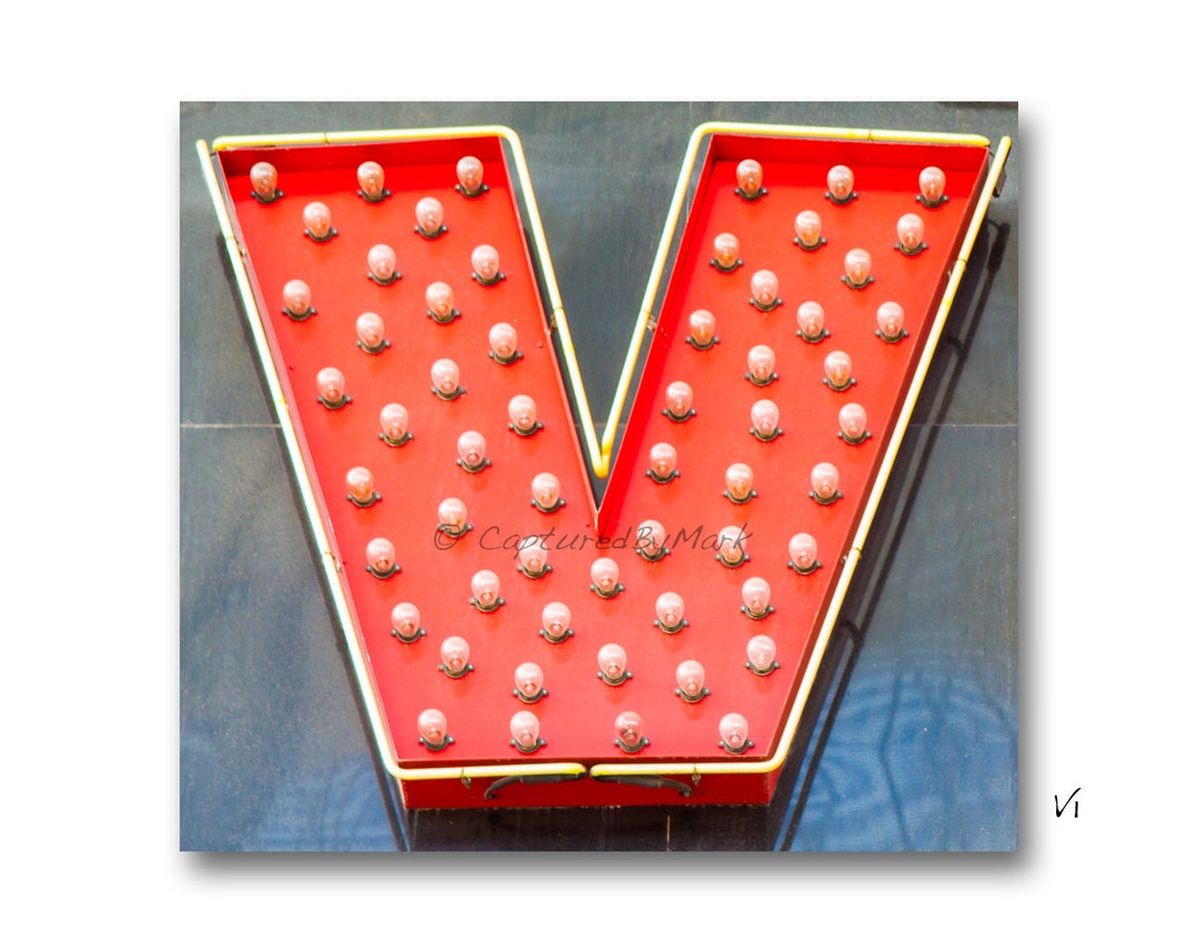 Letter Art, Letter V Alphabet Art, Vintage Vegas Neon Sign Letters Etsy