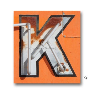 Letter Art, Letter K Alphabet Art, Vintage Vegas Neon Sign Letter Fine Art Prints - STYLE K2