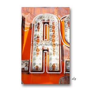 Letter Art, Letter A Alphabet Art, Vintage Las Vegas Neon Sign Letters, Fine Art Prints - STYLE A9