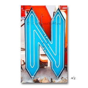 Letter Art, Neon Letter N, Vintage Vegas Neon Sign Letters, Style N8 image 1