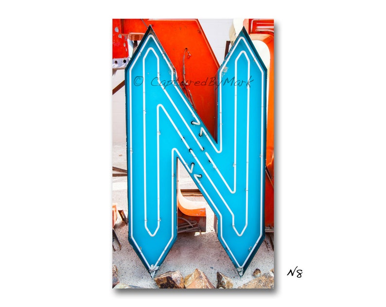 Letter Art, Neon Letter N, Vintage Vegas Neon Sign Letters, Style N8 image 1