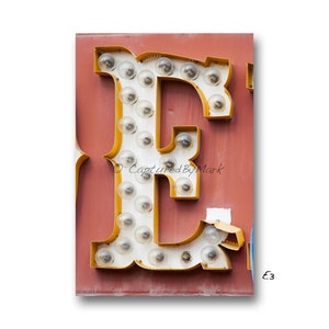 Letter Art, Letter E Alphabet Art, Vintage Las Vegas Neon Sign Letters - STYLE E3
