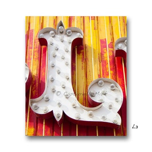 Letter Art, Letter L Alphabet Art, Vintage Vegas Neon Sign Letter Fine Art Prints - STYLE L3