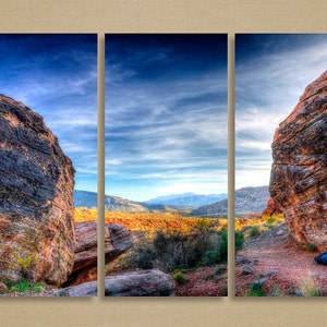 Desert Landscape, Paneled Fine Art, Red Rock Canyon, 14x30 Metallic Prints