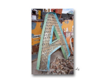 Letter Art, Letter A Alphabet Art, Vintage Las Vegas Neon Sign Letters, Fine Art Prints - STYLE A5