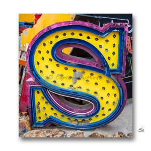 Letter Art, Letter S Alphabet Art, Vintage Vegas Neon Sign Letters