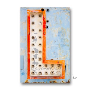 Letter Art, Letter L Alphabet Art, Vintage Vegas Neon Sign Letter Fine Art Prints - STYLE L2