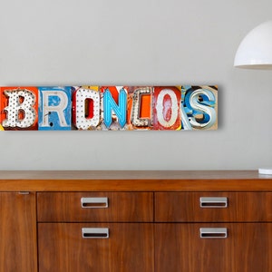 Denver Broncos Print, Broncos Memorabilia, Vegas Letter Art, NFL Poster - 7x36