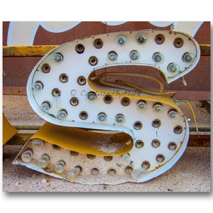 Letter Art, Letter S Alphabet Art, Vintage Vegas Neon Sign Letter Fine Art Prints - STYLE S2