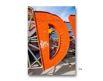 Letter Art, Letter D Alphabet Art, Vintage Vegas Neon Sign Letter Fine Art Prints - STYLE D3