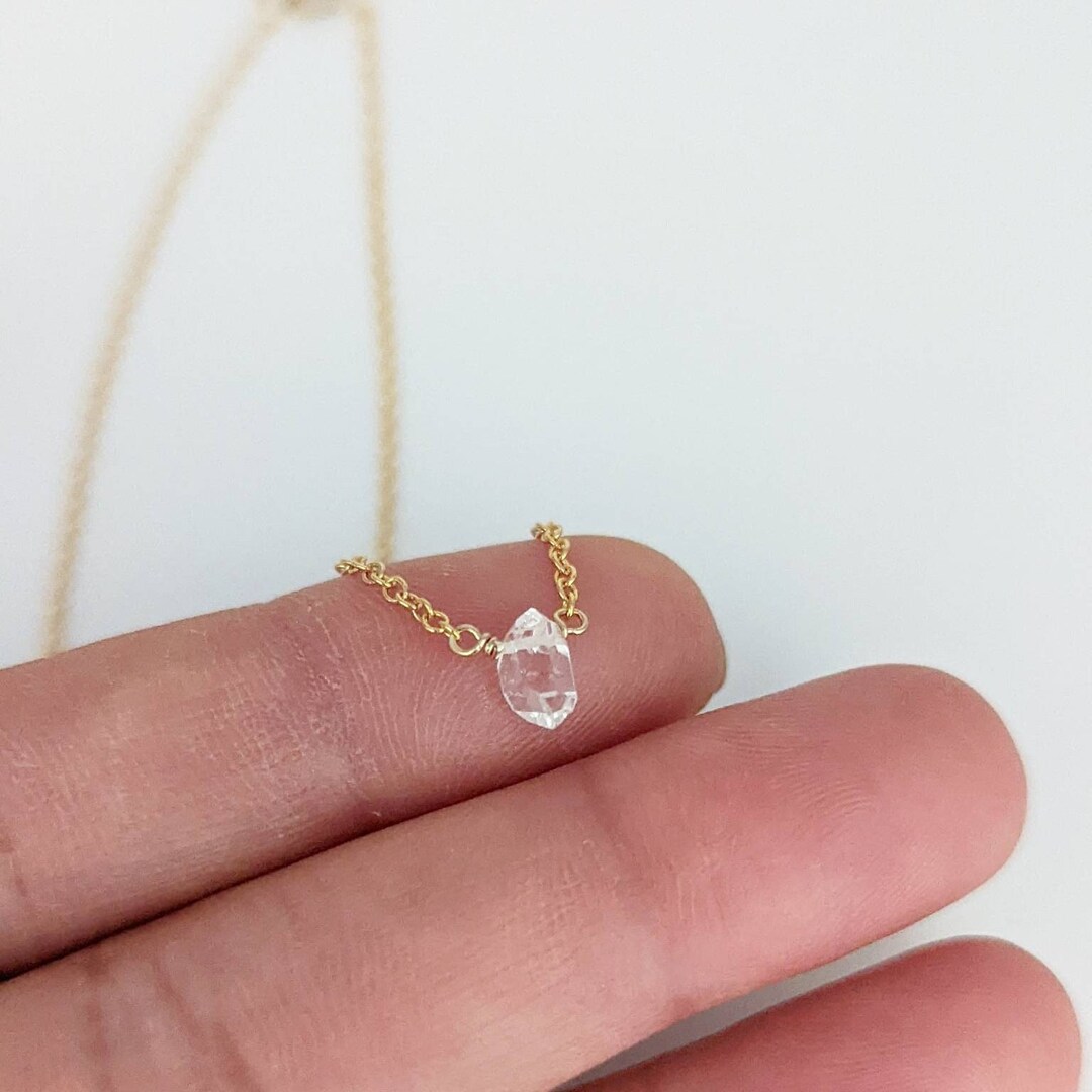 Herkimer Diamond Necklace, Dainty Herkimer Gemstone Necklace, Herkimer Jewelry, Simple and
