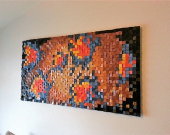 Wood wall art, wood wall decor, 3D wood wall art, wood wall sculpture, wood wall art large, geometric wall art, FREE SHIPPING!