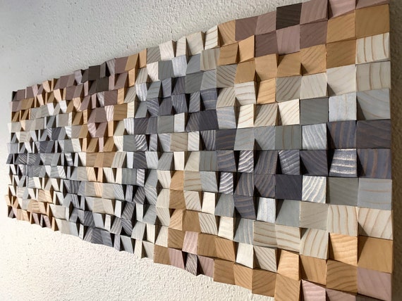 Wood Pixel Wall Art wood Mosaic, Wood Art, 3D Wall Art, Abstract Painting  on Wood, Wall Installation, Wood Pattern, Wooden Wall Panels 