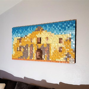 Alamo wall art, wood wall art, wood wall decor, wood wall art large, 3D wood wall art, 3D wood mosaic, 36&quot; x 72&quot; wall art, FREE SHIPPING!