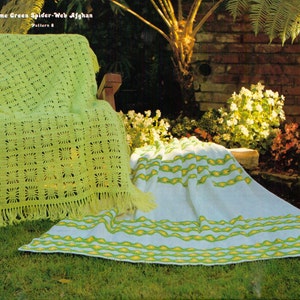 Daisy and Spiderweb Afghans- 2 Vintage Blanket Crochet Patterns, squares and flowers afghans, chevron pattern, PDF InStAnT DoWnLoAd