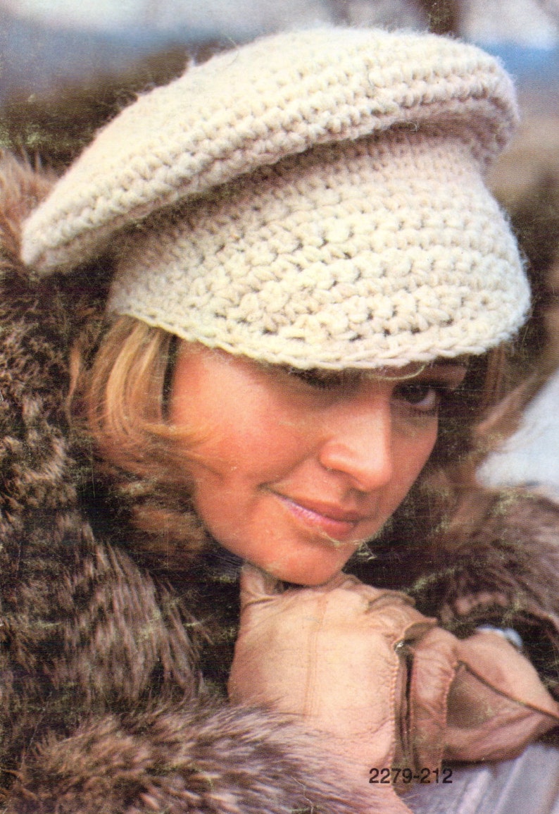 Krysta Hat Vintage Crochet Pattern Newsboy Beanie Womens - Etsy