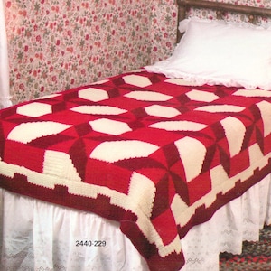 Pinwheel Afghan - Patrón de manta de ganchillo vintage, hilo grueso y voluminoso, tiro retro, decoración mod, PDF InStAnT DoWnLoAd