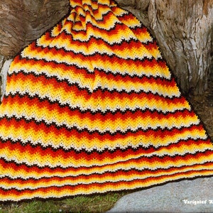 Variegated Ripples Afghan- Vintage Blanket Crochet Pattern, zig zag stripes afghan, chevron pattern, PDF InStAnT DoWnLoAd