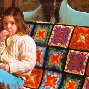 Square Colors Afghan- Vintage Crochet Blanket Pattern, Retro Throw, Couch Decor, PDF InStAnT DoWnLoAd