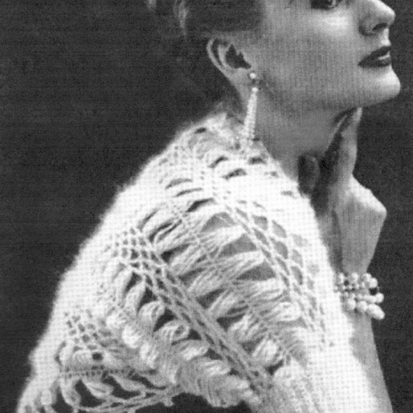 Gossamer Shrug- Vintage Crochet Stole Pattern, bride bridal wedding, lacy cardigan sweater wrap, PDF InStAnT DoWnLoAd