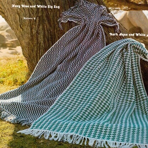 Zig Zag and Checkered Afghans- 2 Vintage Blanket Crochet Patterns, zig zag stripes afghan, chevron pattern, PDF InStAnT DoWnLoAd