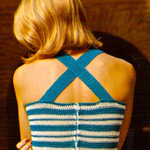 Crossback Dress -  Vintage Crochet Pattern, Summer Dress, Adult Women&#39;s,  swim coverup, PDF InStAnT DoWnLoAd
