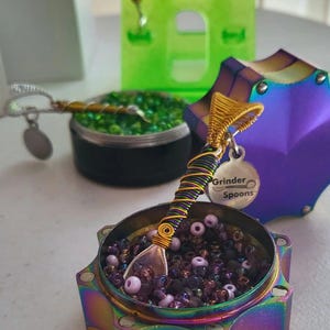 Grinder Spoons Duo Gold- Wire Wrapped Miniature Spoon Necklace Pendant