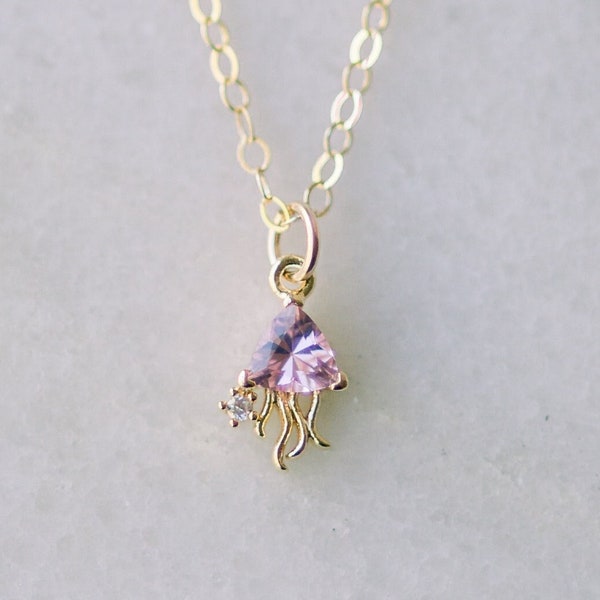 Jellyfish Necklace 14k gold filled • jellyfish lovers gifts • jellyfish gift ideas • everyday necklace gift for her • Sea Animal charm Gift