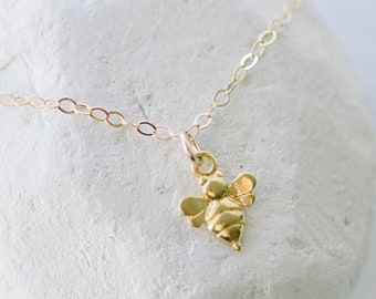 Honey Bee Necklace Gold • tiny bee necklace gold • Gold Filled Bee Necklace • honey bee gifts for her • gift for insect lover •insect gifts