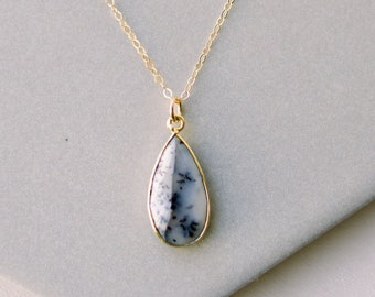 Dendrite Opal Necklace • dendrite opal pendant • Healing Opal Necklace • dendrite opal gemstone • Bridal Gift •  Gemstone Necklace •Opal Gem