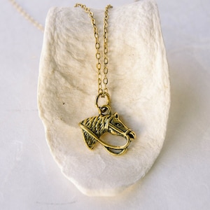 Collar ecuestre / Mini collar de caballo / Joyería de caballo para niña / Regalo de caballo de carrera / Joyas para amantes de los caballos / Collar de caballo de carreras /